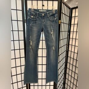 Hydraulic Women's Distressed Boot Cut Jeans - Blue